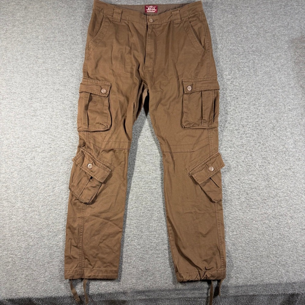 Match Men Brown Cargo Pants Multi Pocket Utility Tactical Paratrooper 38x31